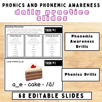 Preview of BACK TO SCHOOL - EDITABLE Daily Phonemic Awareness and Phonics Drill Slides!