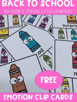 Preview of BACK TO SCHOOL EMOTION CLIP CARDS FOR EARLY CHILDHOOD SPECIAL ED SOCIAL SKILLS