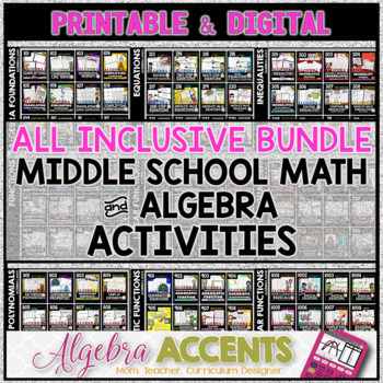 Preview of ENTIRE STORE Middle School Math & Algebra 1 Activities BUNDLE