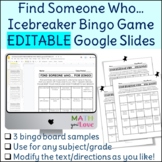 BACK TO SCHOOL FIND SOMEONE EDITABLE BINGO GAMES FIRST DAY