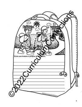 Preview of BACK TO SCHOOL FRENCH BACKPACK BOOKLET spelling writing COAT HOOK LABELS