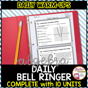 Preview of BACK TO SCHOOL FULL YEAR ALGEBRA 1 WARM UPS Bundle | Bell Ringers | Exit Tickets