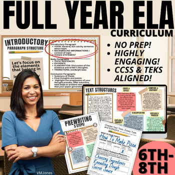 Preview of ELA FULL YEAR READING & WRITING CURRICULUM W MAP LESSON PLANS MIDDLE SCHOOL