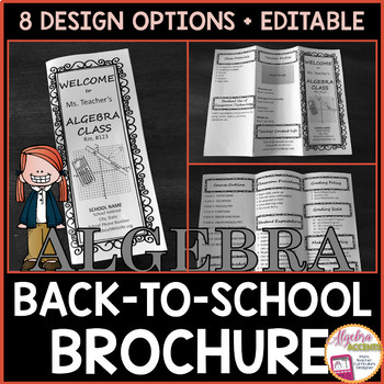 Preview of BACK TO SCHOOL | First Day of School Algebra Brochure EDITABLE