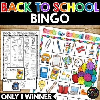 Preview of BACK TO SCHOOL Activity Bingo Game with Words and Only 1 Winner