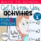 Back to School Activities "Get To Know You" First Week of School