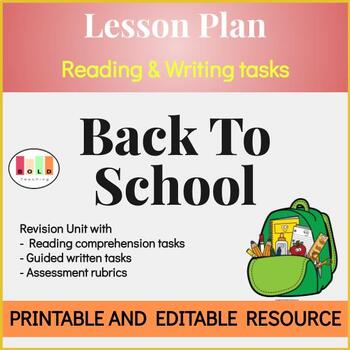 Preview of BACK TO SCHOOL: Lesson Plan [EDITABLE & PRINTABLE RESOURCES]