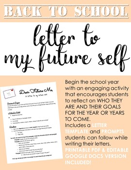 Preview of BACK TO SCHOOL: Letter to My Future Self. LETTER WRITING ASSIGNMENT