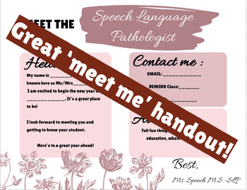 Preview of BACK TO SCHOOL! Meet the Speech Language Pathologist (SLP, OT, PT, School Psych)