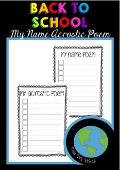 Name Acrostic Poem Worksheets Teaching Resources Tpt