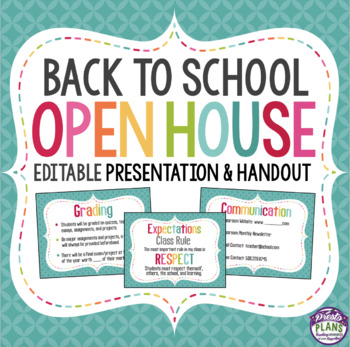Preview of Back to School Meet the Teacher Night Presentation and Handout - Open House
