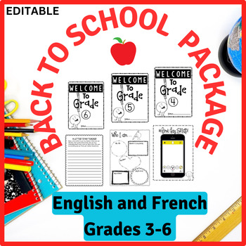 Preview of BACK TO SCHOOL PACKAGE | GRADES 4-6 | EDITABLE POWERPOINT | ENGLISH and FRENCH