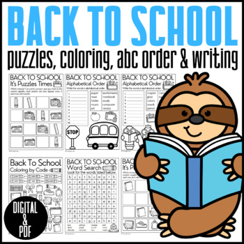 Preview of BACK TO SCHOOL: PUZZLES/ABC ORDER/WORD SEARCH/ WRITING/DIGITAL