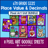 Place Value & Decimals Pixel Art Unit BUNDLE | 6th Grade CCSS