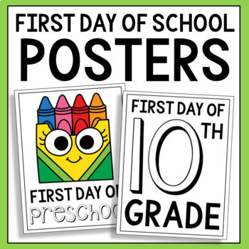 Preview of BACK TO SCHOOL Posters | First Day of School Signs | Coloring Pages | Photo Prop