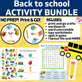 BACK TO SCHOOL WORKSHEET ACTIVITY BUNDLE (crafts, ispy, ga