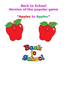 Preview of BACK TO SCHOOL VERSION OF APPLES TO APPLES GAME!