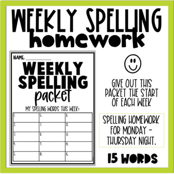 Preview of BACK TO SCHOOL | WEEKLY SPELLING HOMEWORK | 15 WORDS | SPELLING CENTER