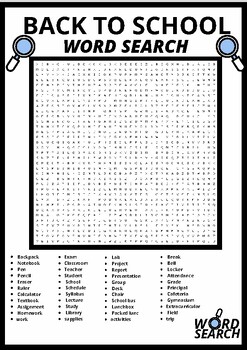 Preview of BACK TO SCHOOL WORD SEARCH ACTIVITIES,PUZZLE