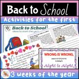 BACK TO SCHOOL activities for first weeks of school and st