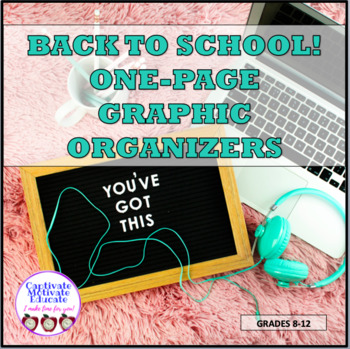 Preview of BACK TO SCHOOL one-page graphic organizers, inspirational quotes