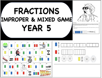 Preview of BACK TO THE FRACTIONS GAME - Improper to Mixed Fraction Board Game