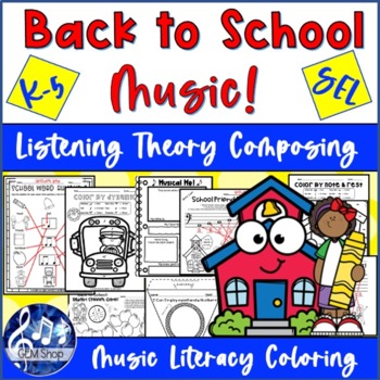 Preview of BACK to SCHOOL Music Activities FALL Worksheets SEL Theory Listening Lesson Plan