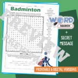 BADMINTON Word Search Puzzle Activity Vocabulary Worksheet