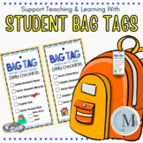 BAG TAGS  |  Student Daily Checklist  |  2.75 x 5.5 | BACK