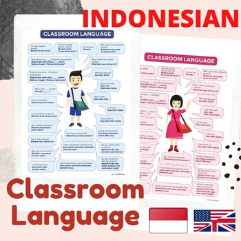 Preview of BAHASA INDONESIA Classroom Language Posters | English Indonesian Bilingual