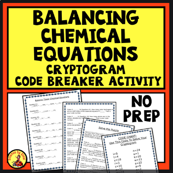 Preview of BALANCING CHEMICAL EQUATIONS Cryptogram Code Breaker No Prep Activity