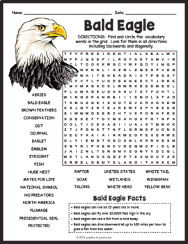 AMERICAN BALD EAGLE Word Search Puzzle Worksheet Activity by Puzzles to ...