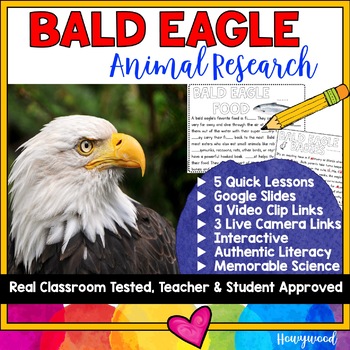 Preview of BALD EAGLES  . 5 days of FUN animal research w/ video links, literacy, science