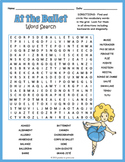 BALLET Word Search Puzzle Worksheet Activity