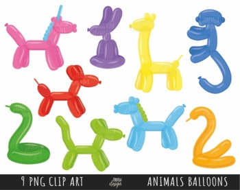 BALLOON ANIMALS clipart, party balloons clipart, animal balloons, dog  balloon