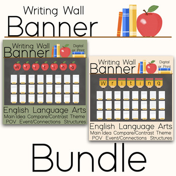 Preview of BANNER BUNDLE - English Writing Wall Apples and Pencils (PPT & JPEGS)