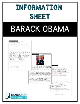 Preview of BARACK OBAMA - Information Sheet - Reading Comprehension & Worksheet