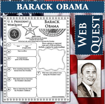 Preview of BARACK OBAMA U.S. PRESIDENT WebQuest Research Project Biography