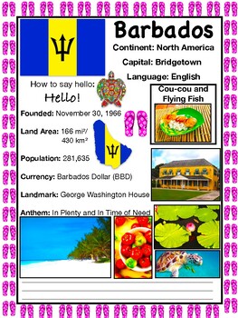 BARBADOS History Geography Travel The World Worksheet by Travel and