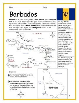 Preview of BARBADOS Introductory Geography Worksheet
