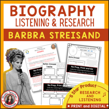 Preview of Women's History Month Music Activities & Bulletin Board Posters BARBRA STREISAND