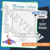 BAROQUE MUSIC Word Search Puzzle Activity Vocabulary Works