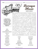 BAROQUE MUSIC Word Search Puzzle Worksheet Activity