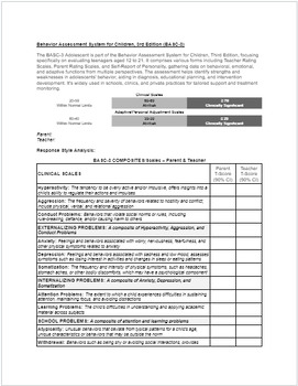 Preview of BASC-3 Adolescent Template