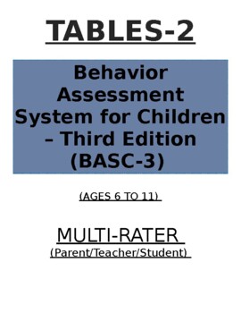 Preview of BASC-3 Tables Version 2 (Ages 6 to 11)