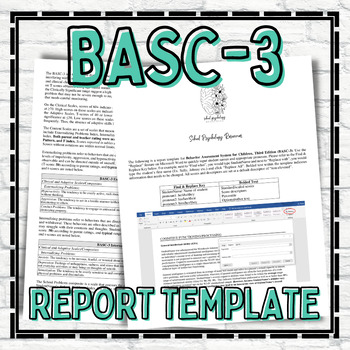 Preview of BASC  Report Template School Psychology Special Education Assessment Evaluation