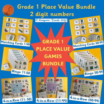 Preview of MAB Block Games (1-99) 1st Grade Place Value/BASE 10 BUNDLE