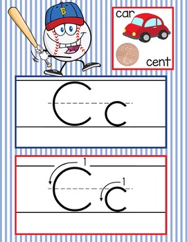 BASEBALL - Alphabet Cards, Handwriting, ABC Flash Cards, ABC print with pictures