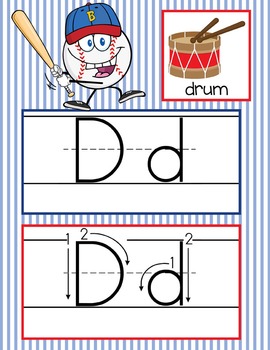 BASEBALL - Alphabet Cards, Handwriting, ABC Flash Cards, ABC print with pictures