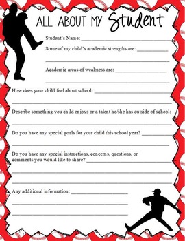 BASEBALL - Welcome Back / student activities/ classroom forms by ...